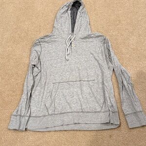 American Eagle Outfitters Gray Striped Hooded Pullover